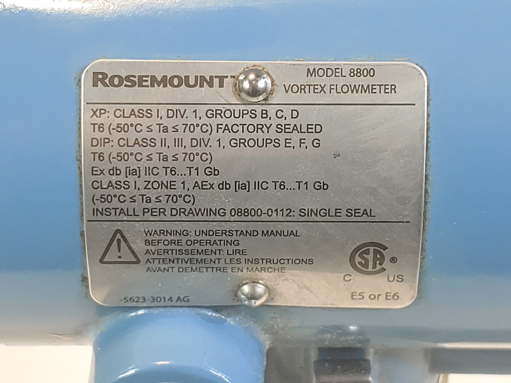 Rosemount 8800 Wafer Vortex Flowmeter 8800DW015HA1N1D1E5