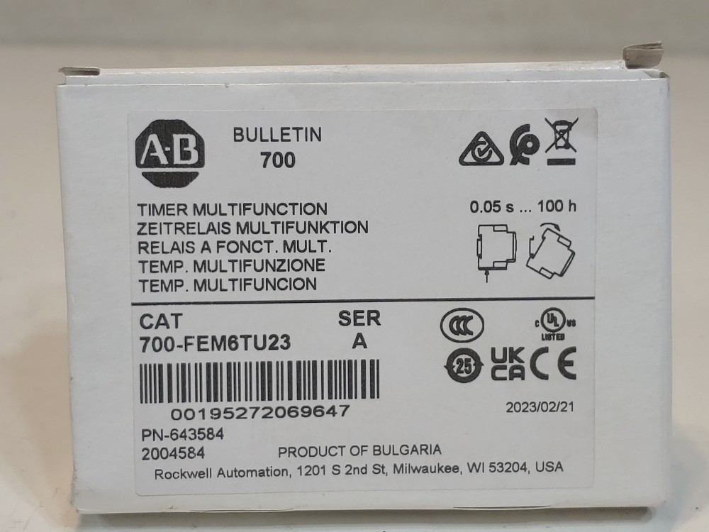 Allen Bradley 700-FEM6TU23  DIN Rail Mount Timing Relay
