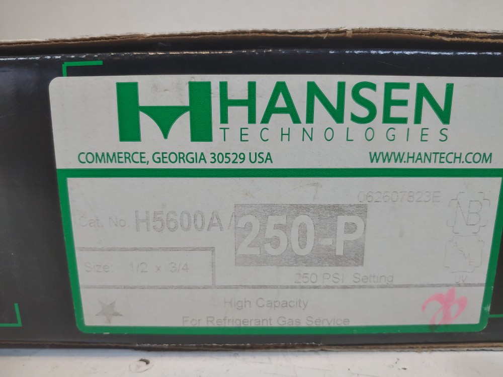 Hansen Refrigerant  H5600A/250-P Pressure Relief Valve w/POP-EYE 