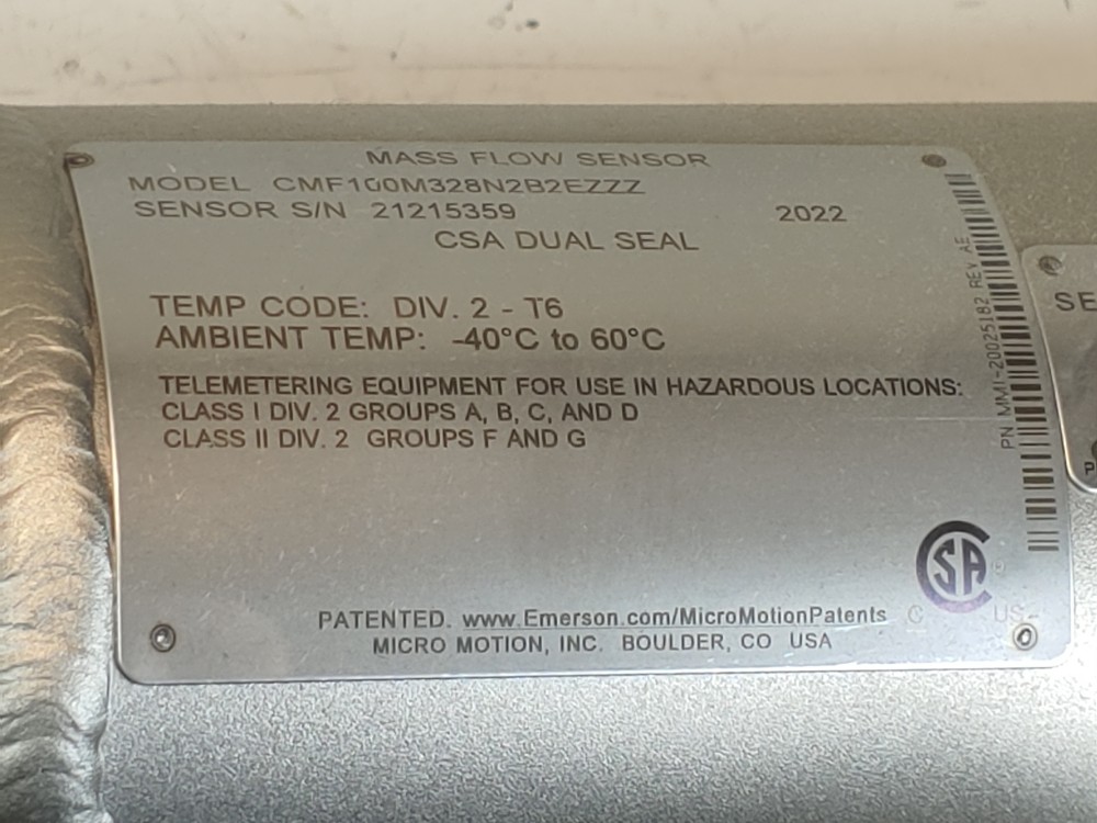 Micro Motion Valves 1" 150# CF3M Elite Coriolis Flowmeter CMF100M328N2B2EZZZ