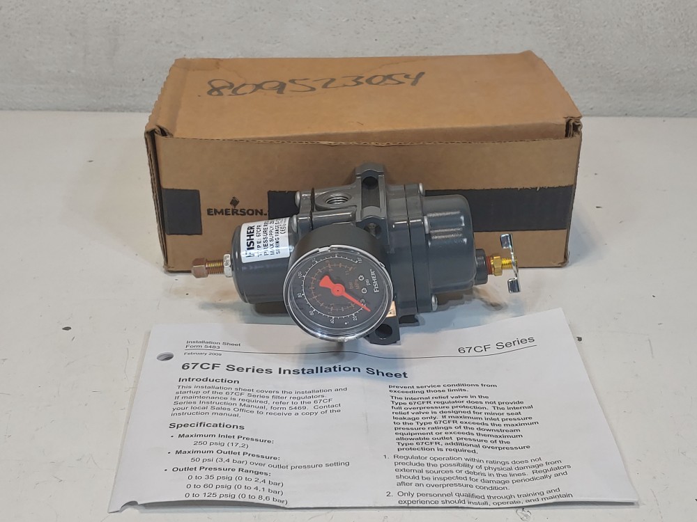 Fisher 67CFR Pressure Regulator 250 PSI Spring Range: 0-125 PSI