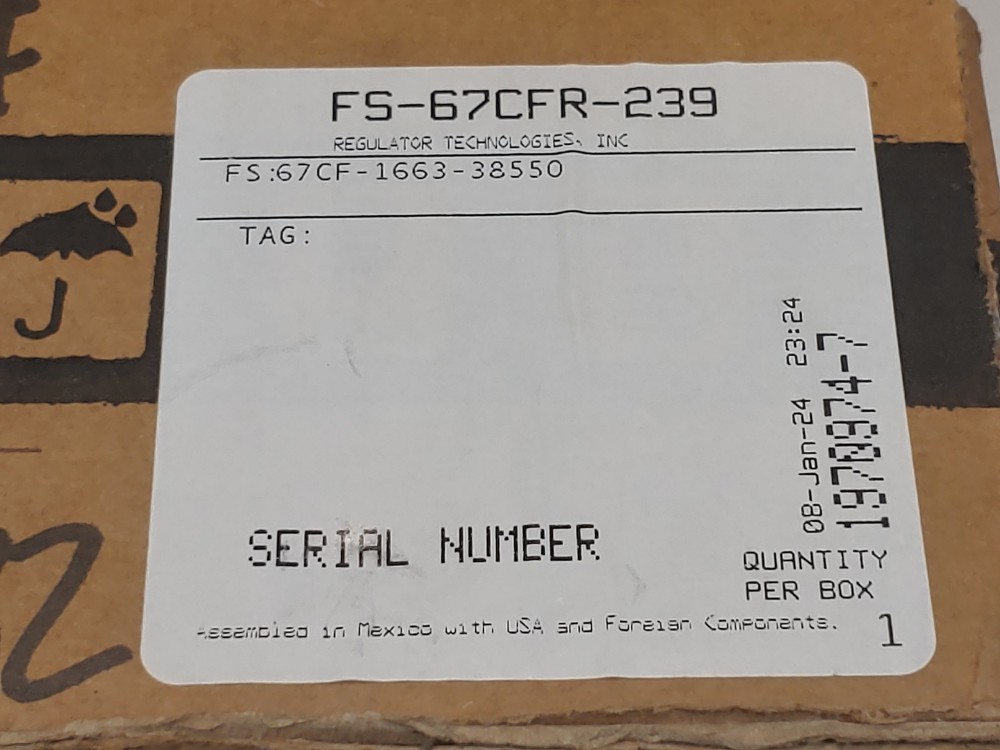 Fisher 67CFR Pressure Regulator 250 PSI Spring Range: 0-125 PSI