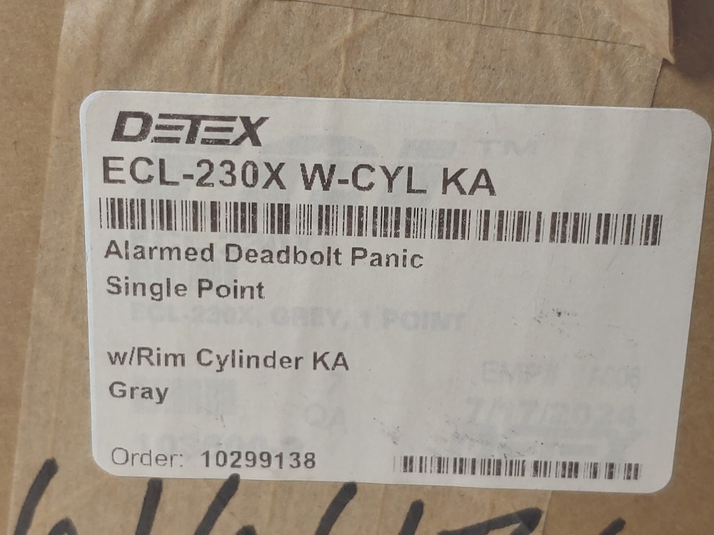 Detex ECL-230X W -CYL KA Alarmed Deadbolt Panic Hardware