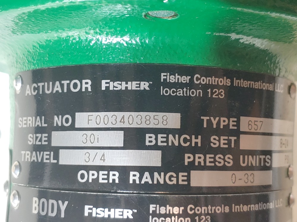 Fisher EZ 1" 150# Actuated Control Valve Type 657 w/ Fieldvue DVC6200 Positioner