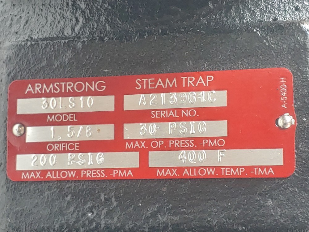 Armstrong 2-1/2" 150# RF WCB Float & Thermostatic Steam Trap Model#: 30LS10  