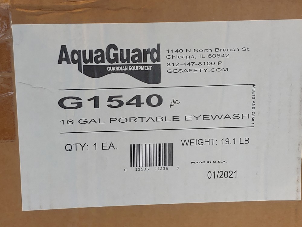 Guardian Equipment G1540 Gravity Fed Aqua-Guard Portable Eyewash Station