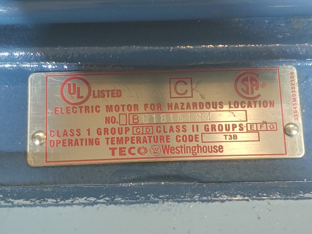 TECO Westinghouse 7.5, 3Ph Electric Motor 3470 RPM, Cat #XP7/54, Type AEHHXV