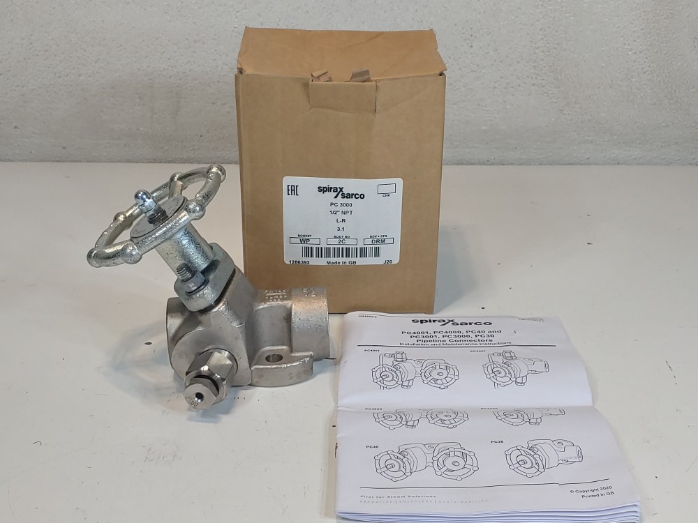 Spirax Sarco 1286393 PC3000 1/2" NPT Pipeline Connector w/ Trap Vent Valve D17                    