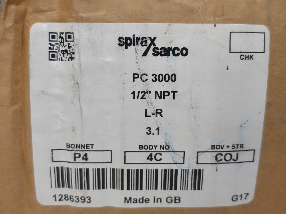 Spirax Sarco 1286393 PC3000 1/2" NPT Pipeline Connector w/ Trap Vent Valve G17