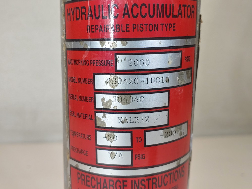 Tobul Accumulator Hydraulic Econolator Piston Accumulator Type 030A20-1U016