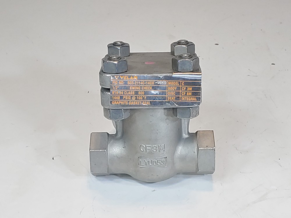 Velan 1/2" NPT 600# CF3M Swing Check Model C / FIG:S03-2114C-14GX-W330