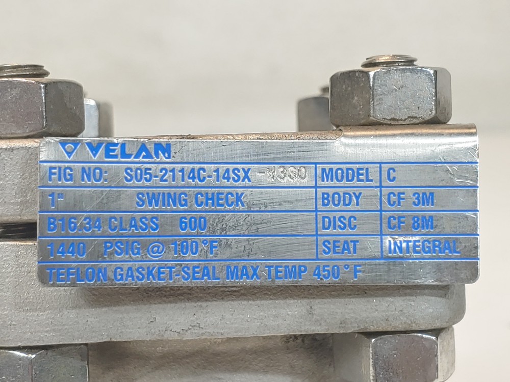 Velan 1" FNPT 600# CF3M/CF8M Swing Check Model C / Figure#: S05-2114C-14SX-33