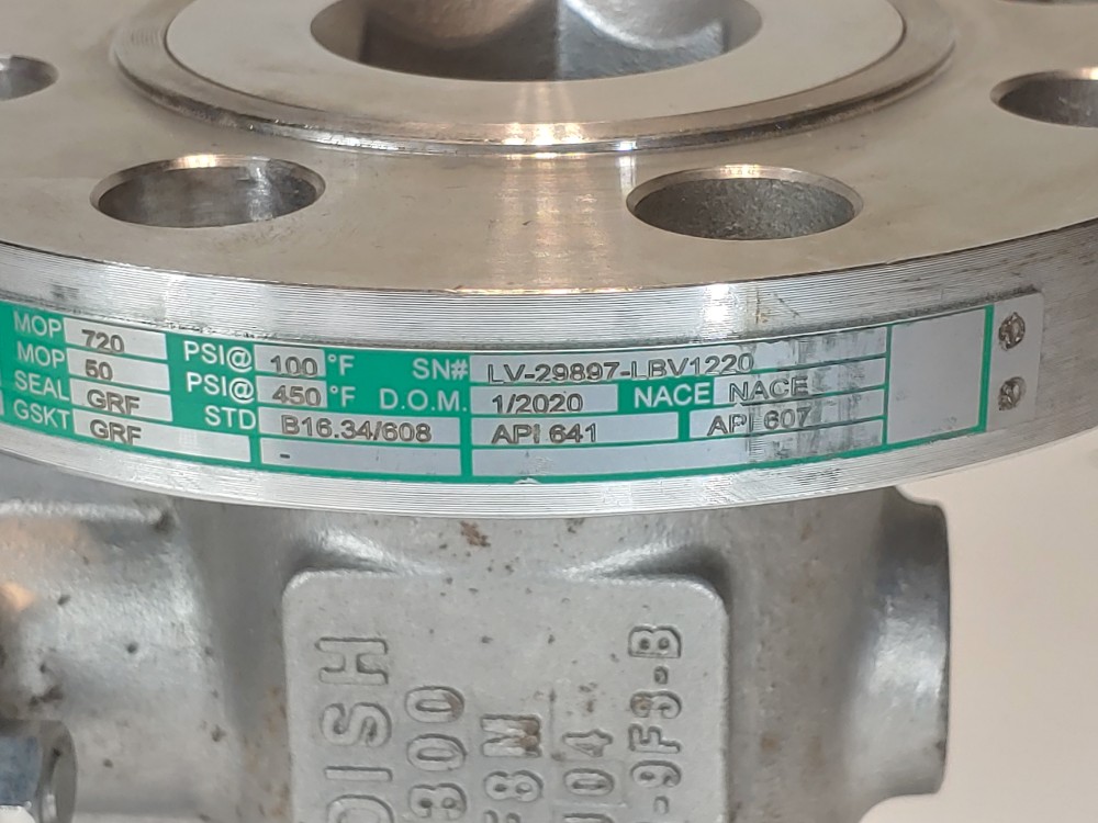 Ladish RF 2" 300# CF8M Flanged Reduced Port Ball Valve FIG#: P935-L650-GF00-A20M