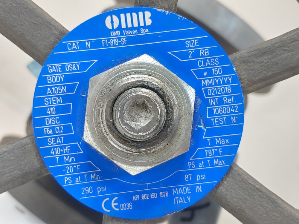 OMB 2" 150# RB RF Flanged Forged Steel  A105N Gate Valve FIG# F1-818-SF