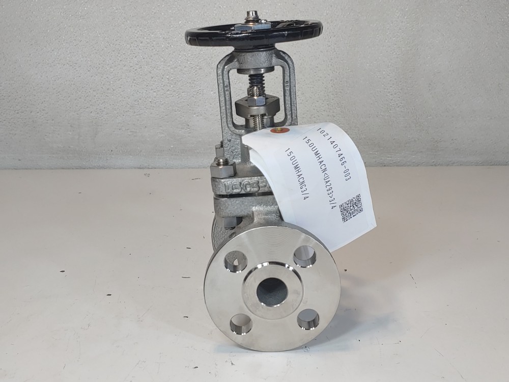 Kitz 3/4" 150# CN7M Alloy 20 RF Flanged Gate Valve FIG#: 150UMHACNG