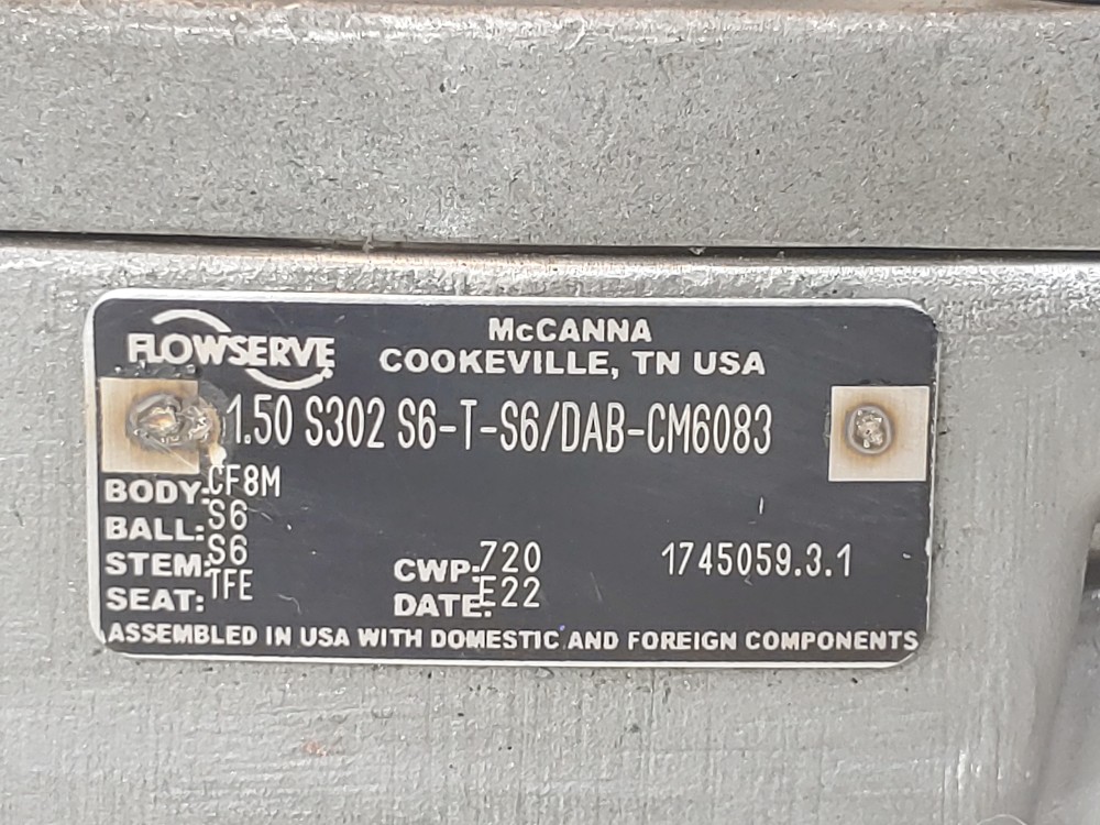 Flowserve CF8M 1.50 S302 S6-T-S6/DAB-CM6083 Top Entry Ball Valve
