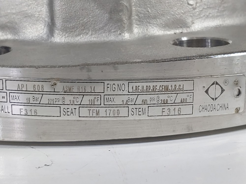 Chaoda 4"X3"-150 RP RF Flanged CF8M Ball Valve Fig#: 1-BF-U-RP-RF-CF8M-2-R-G-L