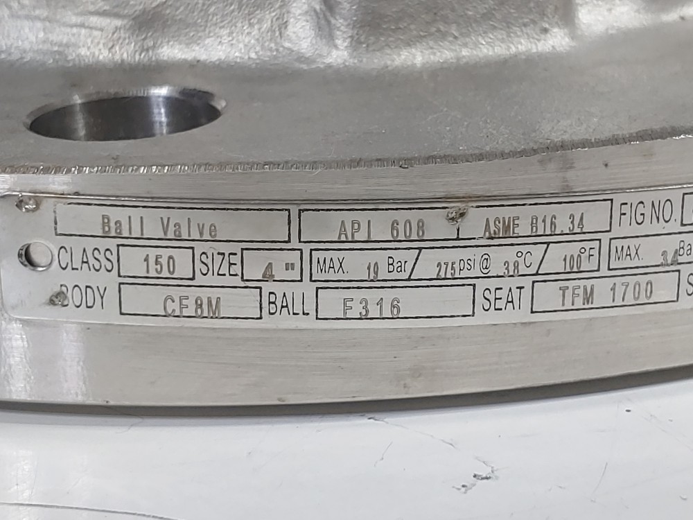 Chaoda 4"X3"-150 RP RF Flanged CF8M Ball Valve Fig#: 1-BF-U-RP-RF-CF8M-2-R-G-L