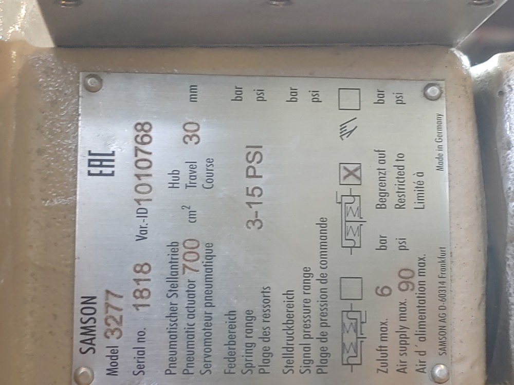 Samson 6" 150# CF8M Control Valve Model# 3277