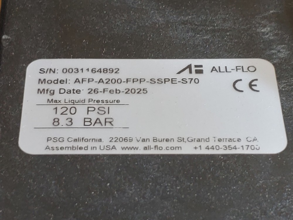 All-Flo Double Diaphragm 2" Polypropylene Pump  AFP-A200-FPP-SSPE-S70