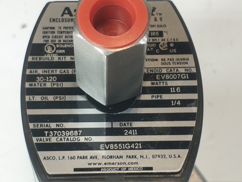 Asco 1/4" NPT Stainless Steel Solenoid Valve EV8007G1/EV8551G421