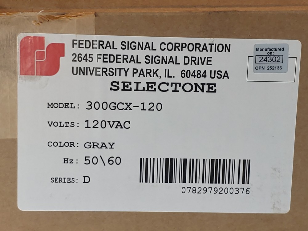 Federal Signal SelecTone 120V Amplified Speaker 300GCX-120