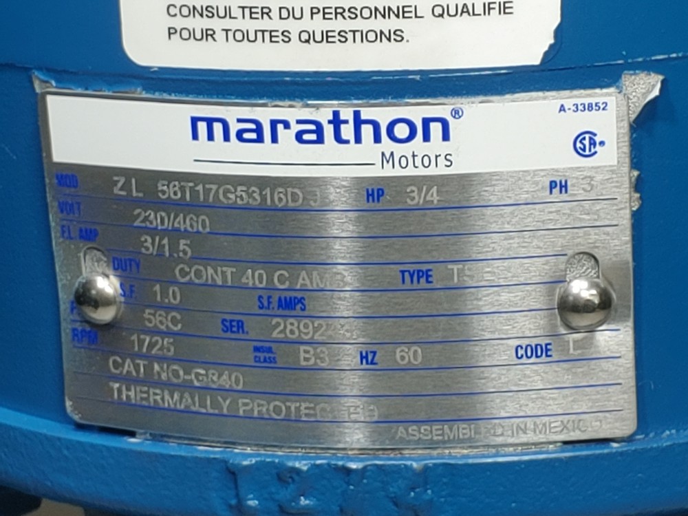 Neptune 80 GPH Metering Pump 567-S-N5-PUMP w/Marathon 1725RPM 3/4HP Motor 