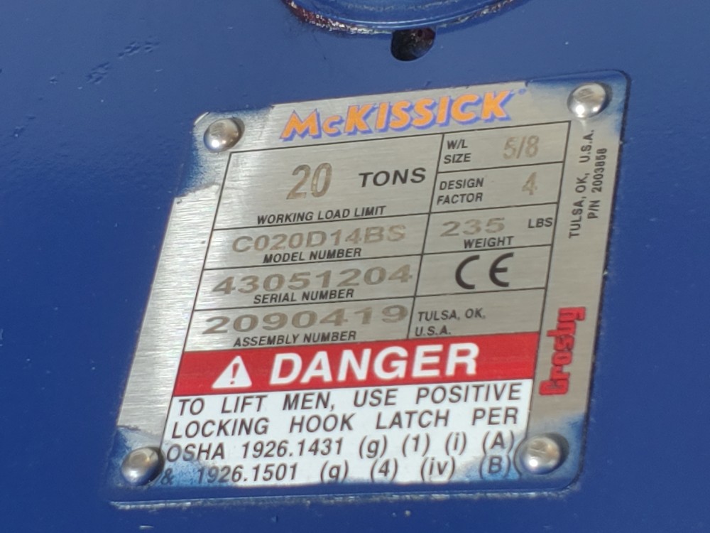 Crosby McKissick 5/8" 2 Sheave, 20 Tons Construction Block