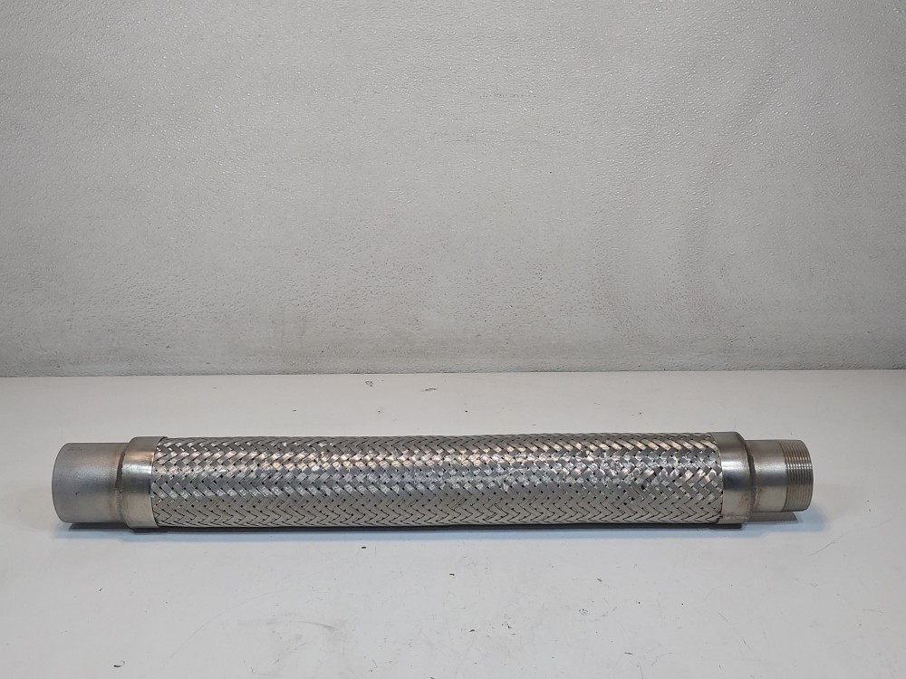  Braided 304 Stainless Steel Hose 12-1/4" X 2", Fitting 2" MNPT End X 2" FNPT