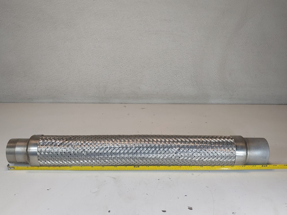  Braided 304 Stainless Steel Hose 12-1/4" X 2", Fitting 2" MNPT End X 2" FNPT