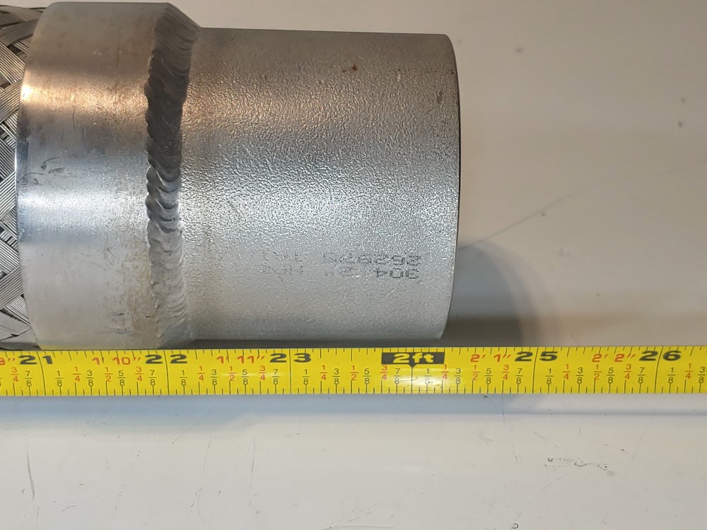  Braided 304 Stainless Steel Hose 12-1/4" X 2", Fitting 2" MNPT End X 2" FNPT
