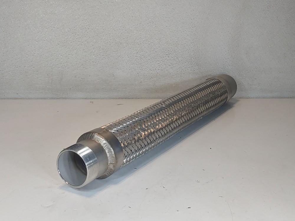  Braided 304 Stainless Steel Hose 12-1/4" X 2", Fitting 2" MNPT End X 2" FNPT