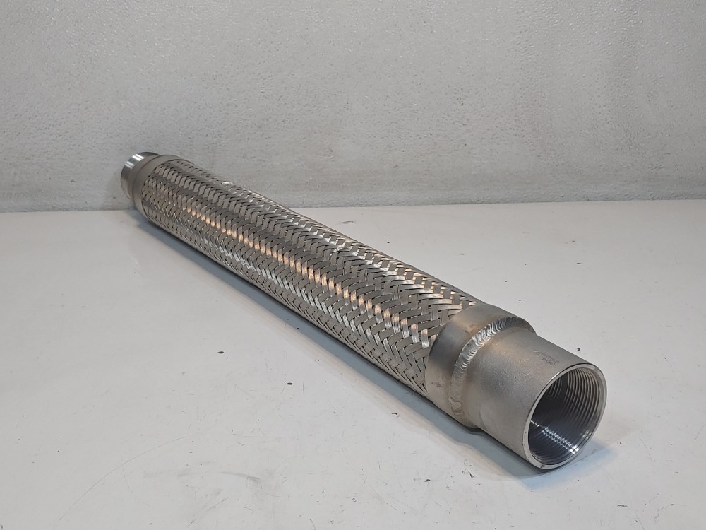 Braided 304 Stainless Steel Hose 12-1/4" X 2", Fitting 2" MNPT End X 2" FNPT