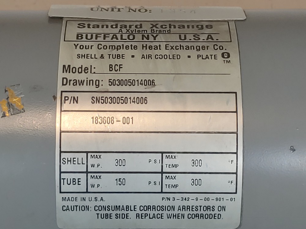 Standard Xchange BCF Shell and Tube Heat Exchanger SN503005014006
