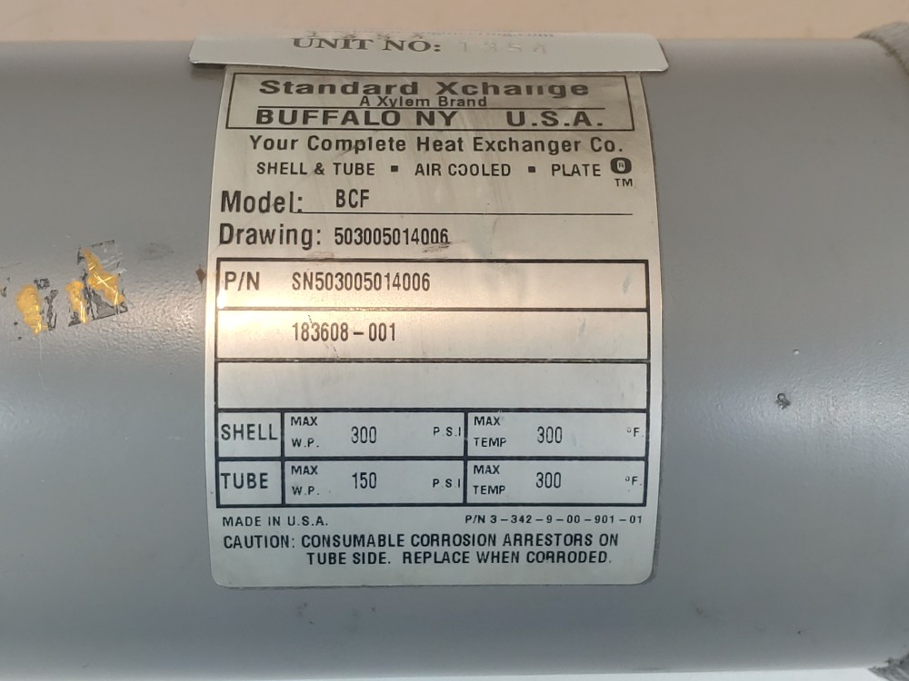 Standard Xchange BCF Shell and Tube Heat Exchanger SN503005014006