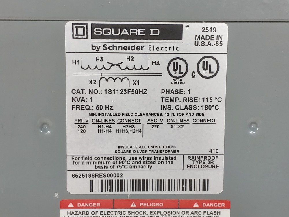 SQUARE D 1S1123F50HZ 1KVA Dry Type Transformer