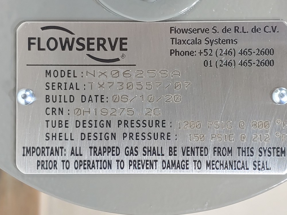 Flowserve NX0625SA Heat Exchanger Seal Cooler