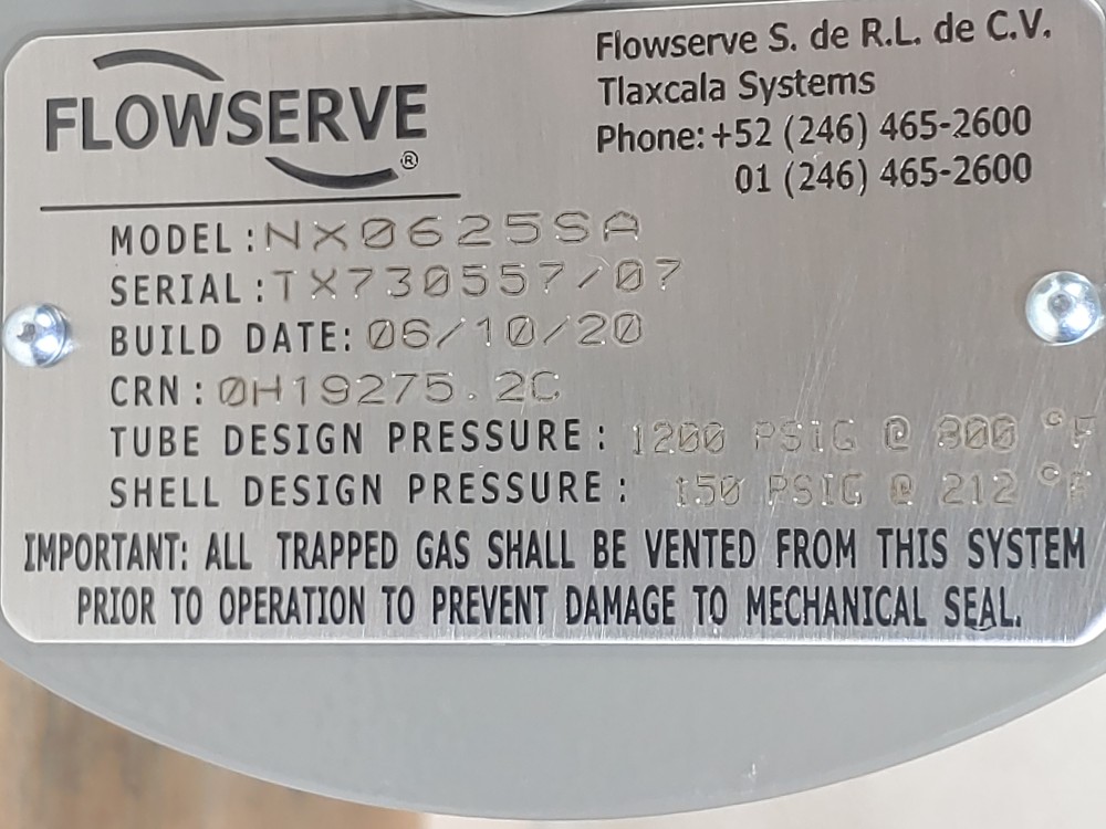 Flowserve NX0625SA Heat Exchanger Seal Cooler
