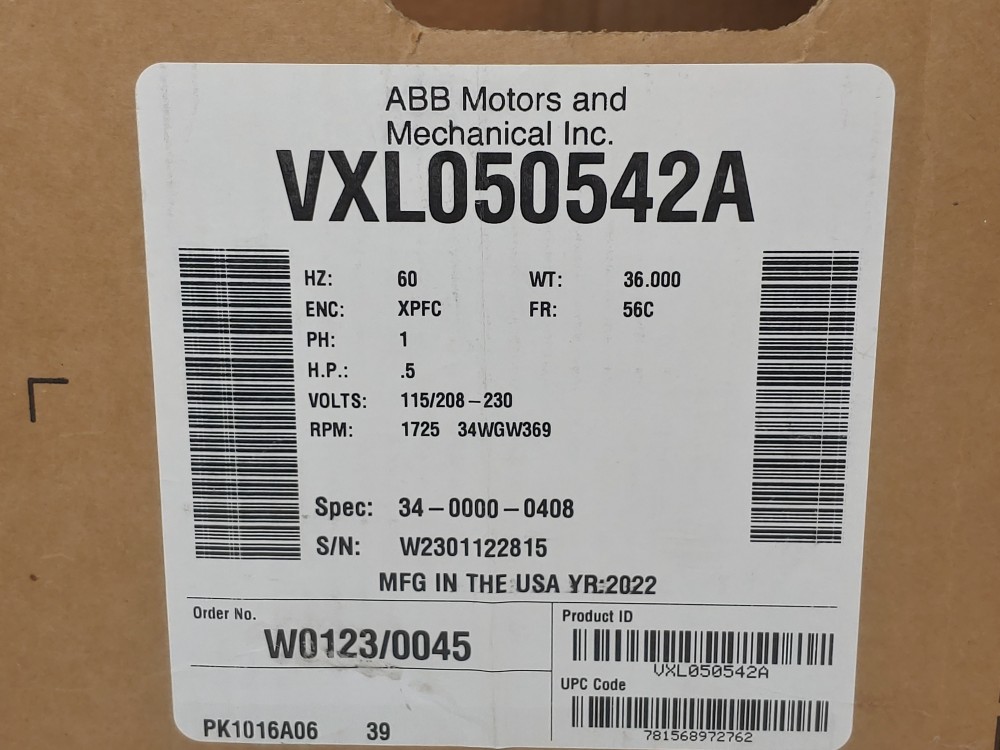 Baldor 1/2-HP,  1725RPM Single Phase Explosion Proof Motor VXL050542A