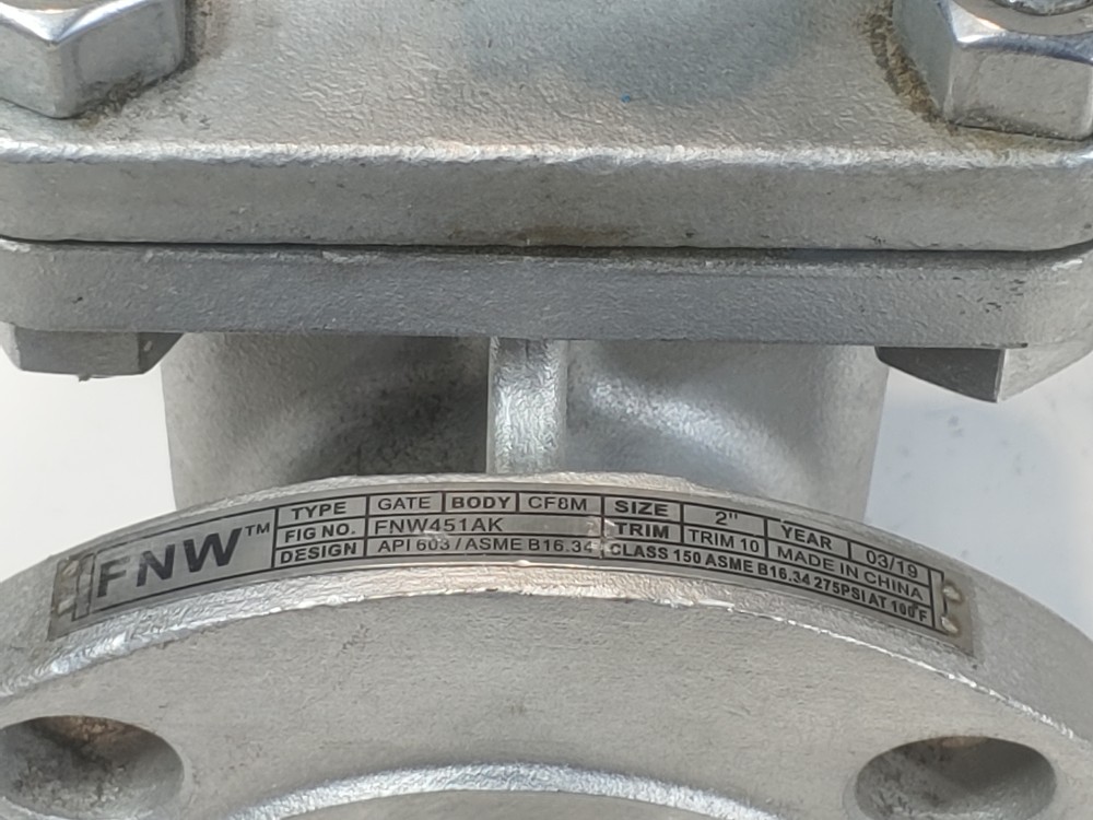 FNW Fig#: FNW451AK 2" 150# CF8M Flanged Gate Valve