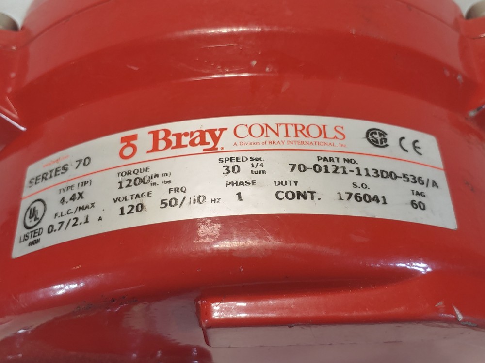 Bray 70-0121-113D0-536/A Actuated 6" Butterfly Valve 