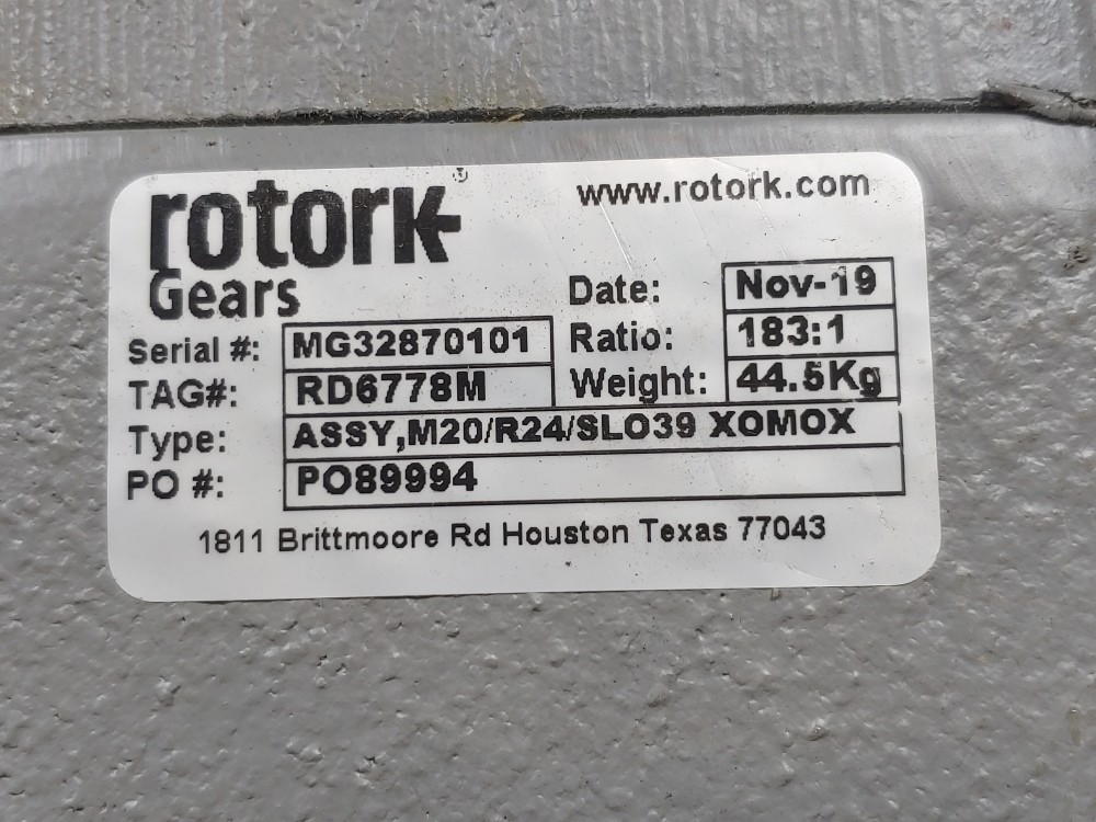 Rotork Gearbox ASSY, M20/R24/SL039 X0M0X w/ Hand Wheel