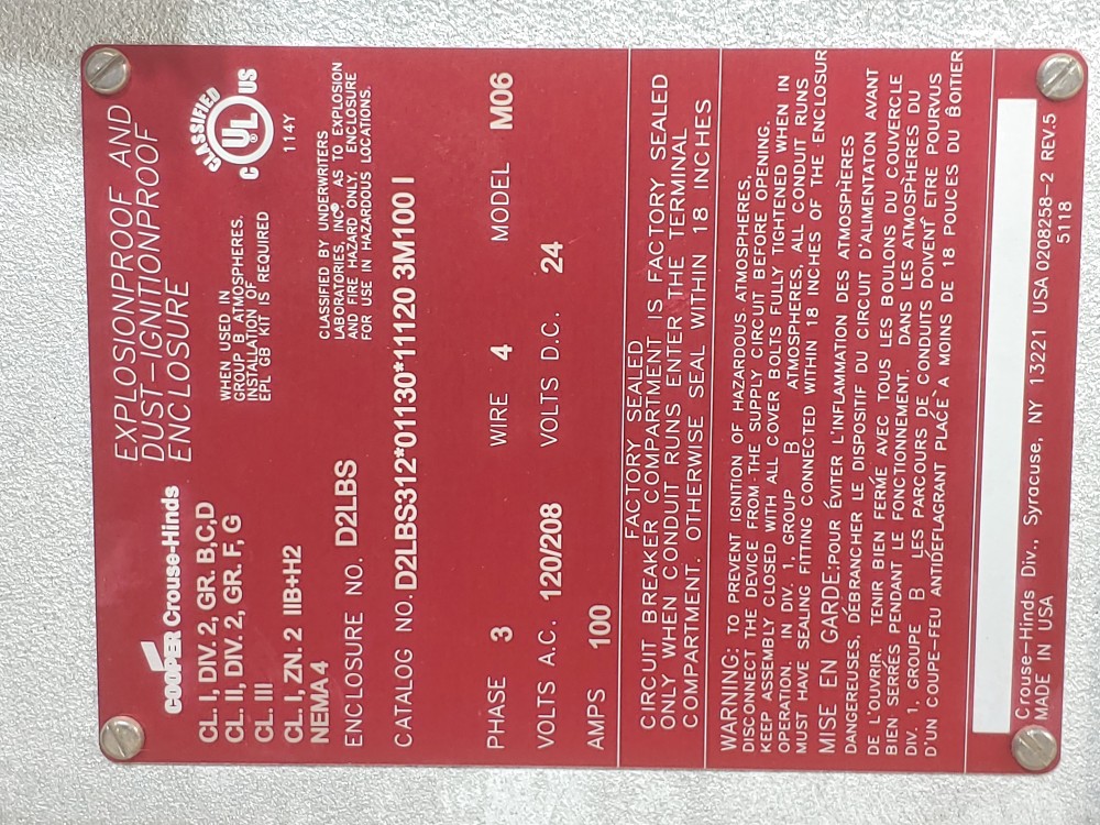 Crouse-Hinds Power Plus D2L Hazardous Area Lighting & Heat Tracing Panelboard