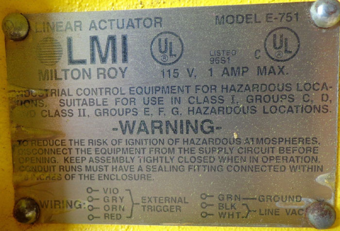 MILTON ROY LMI PUMP E711-363 TI -OR- E701-94S 