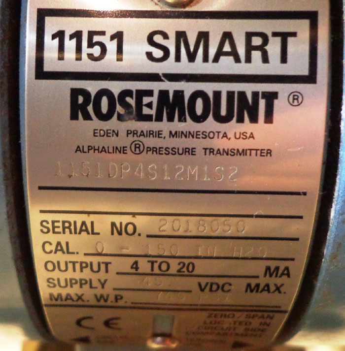 ROSEMOUNT SMART FAMILY PRESSURE TRANSMITTER 1151DP4S12M1S2