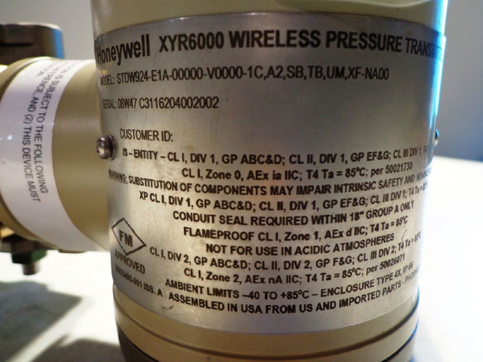 HONEYWELL XYR6000 WIRELESS PRESSURE TRANSMITTER