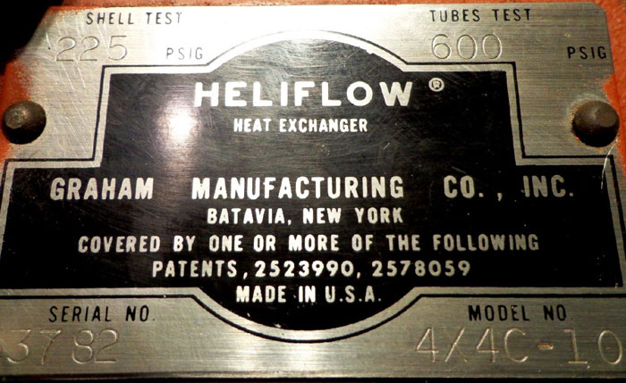 GRAHAM HELIFLOW HEAT EXCHANGER 4X4C-10