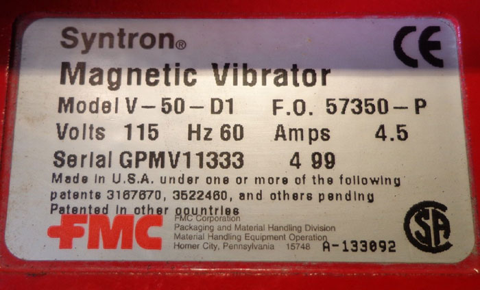 FMC SYNTRON MAGNETIC VIBRATOR V-50-D1