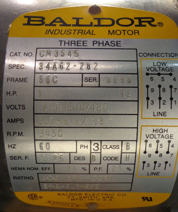 ECO GEARCHEM PULSAFEEDER PUMP C10A-OS-SD W/ BALDOR 1 HP MOTOR CM3545