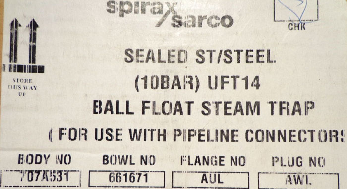 SPIRAX SARCO BALL FLOAT STEAM TRAP - UFT14-10